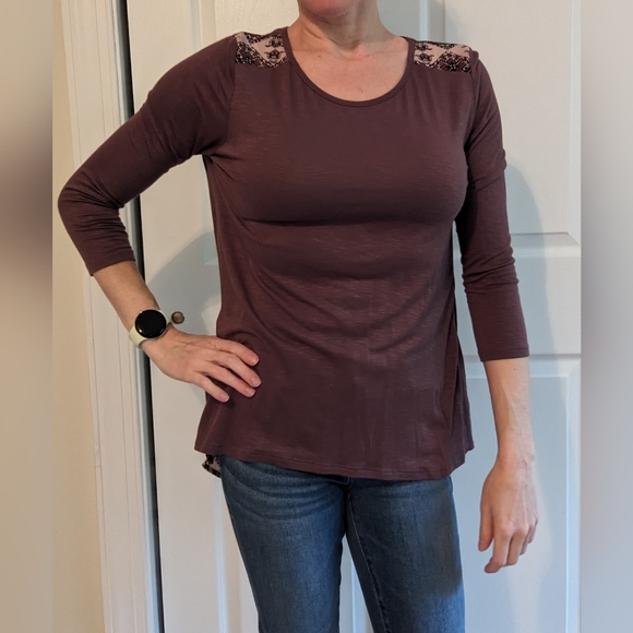 Papermoon | Sebrine Woven Detail Knit Top  | Purple | S - Picture 2 of 7